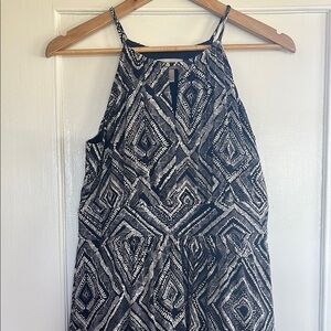 LOFT Navy and White Patterned Dress